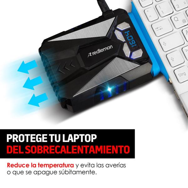 Ventilador para Laptop Externo USB, Enfriador Portátil c/ Pantalla Digital, 5 Velocidades, Universal