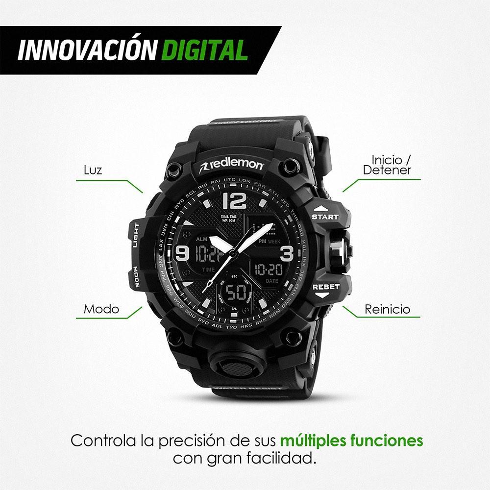 Reloj Digital y Análogo, Deportivo y Militar, 4 Pantallas, Luz, Contra Agua, Hora, Fecha 1155B
