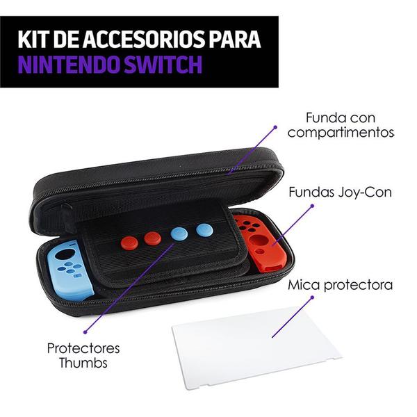 Funda para Nintendo Switch con Accesorios: Estuche, Mica para Pantalla Fundas para JoyCon y Joystick