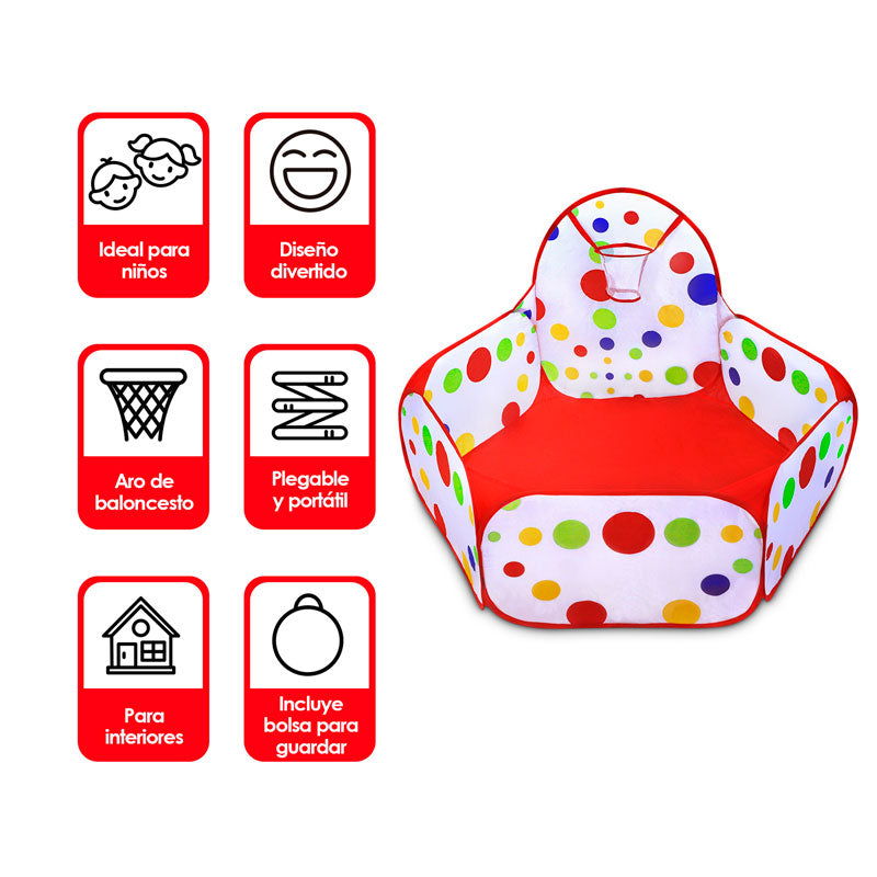 Corral para Bebé y Niño con Canasta de Basket, Plegable y Fácil de Armar, para Pelotas (no incluido)