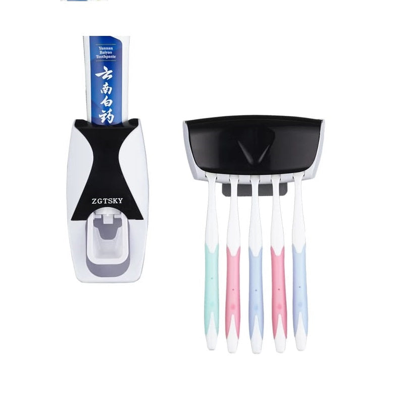 Dispensador automático de pasta de dientes + portacepillos