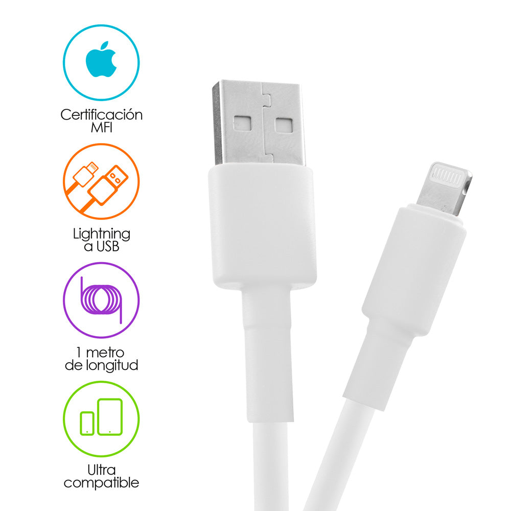 Cable para iPhone Lightning a USB con Certificado MFI