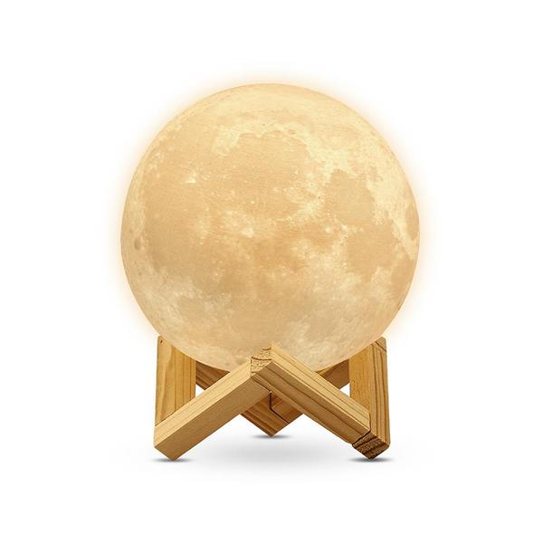 Lámpara de Luna en Impresión 3D, Réplica Exacta de la Superficie Lunar, GRANDE (18 cm)