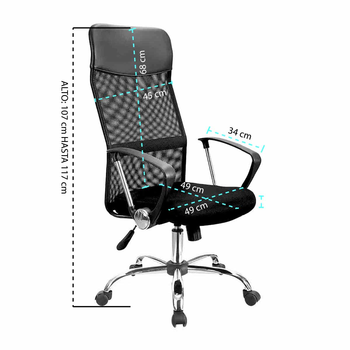 Silla De Oficina Ejecutiva Giratoria Ergonomica Base Cromada