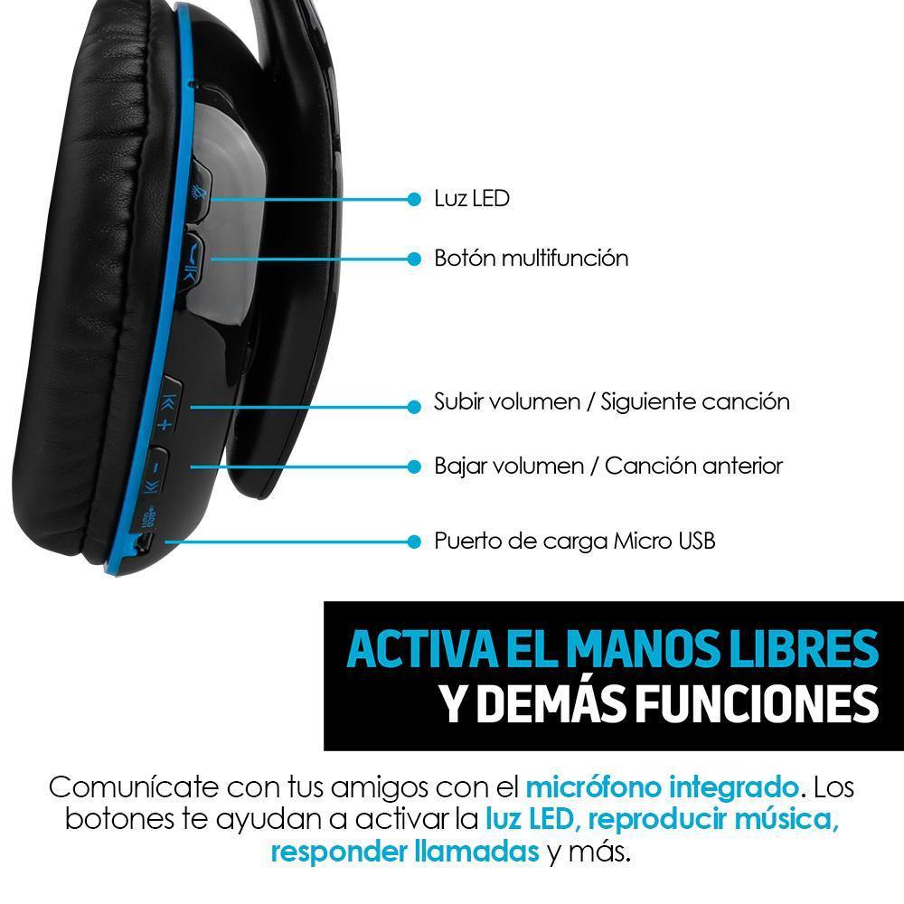 Audífonos Bluetooth Gamer de Diadema con Luz LED B3500