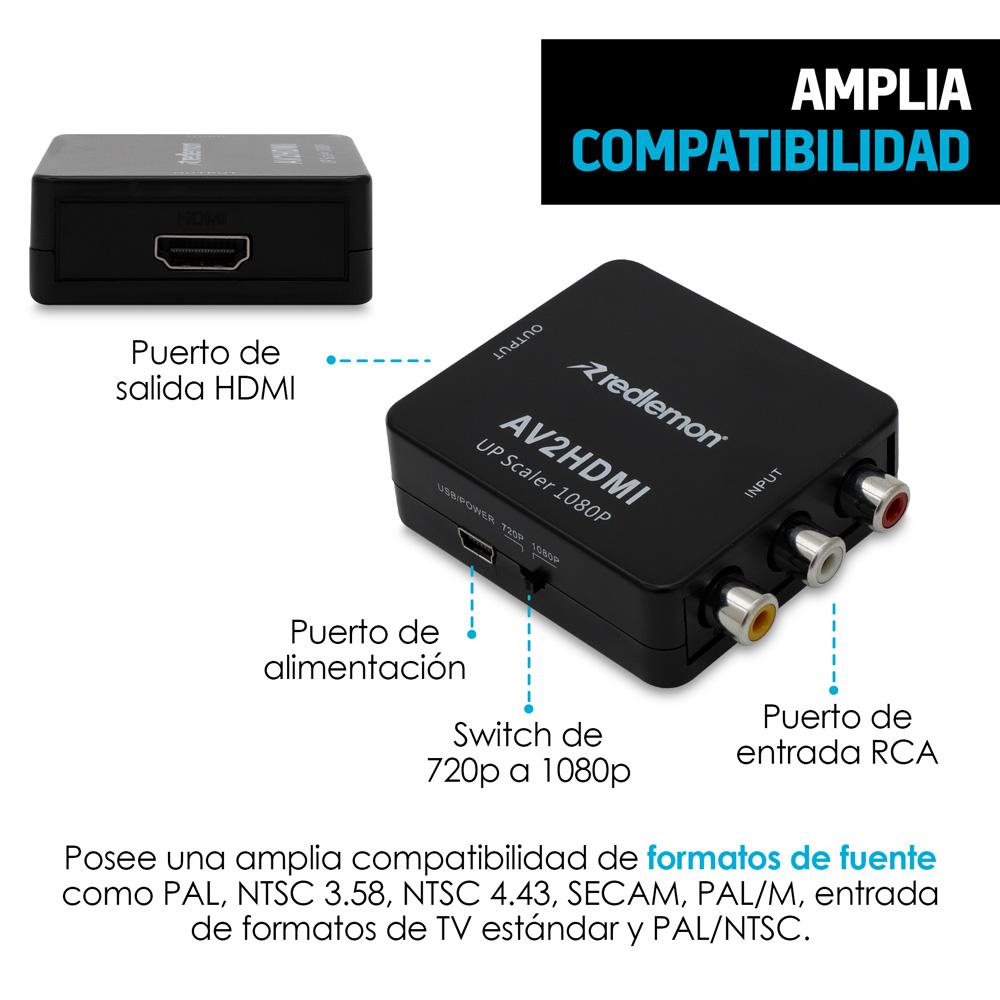 Convertidor RCA a HDMI para Audio y Video 720p/1080p