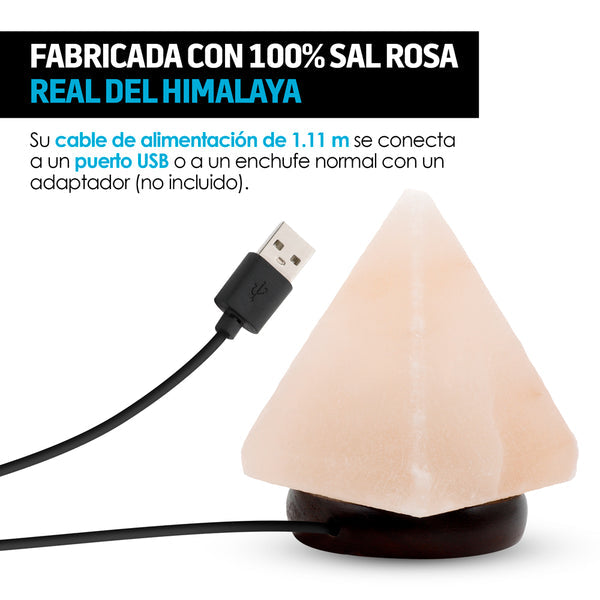 Lámpara de Sal del Himalaya Rosa Natural con Conexión USB