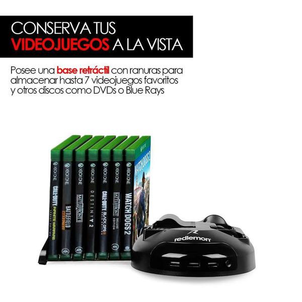 Base Vertical, Stand y Ventilador para Xbox One X, Estación de Carga Dual para Controles y más