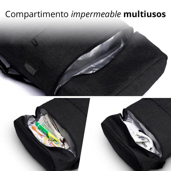 Mochila Backpack Roll Top Antirrobo Impermeable para Laptop de 15” y Tablet, Ideal para Campamentos