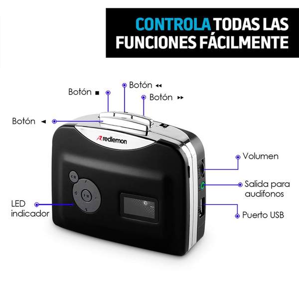 Reproductor y Convertidor de Cassettes a MP3 Grabación Directa con Memoria USB de Alta Fidelidad