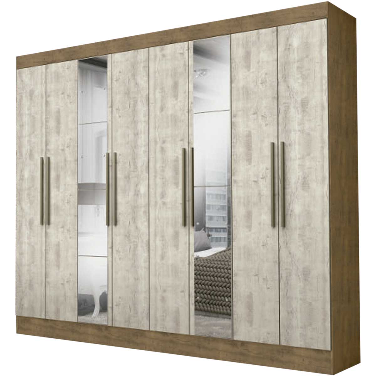 Armario Closet Moderno + Espejo + Puertas Cajones
