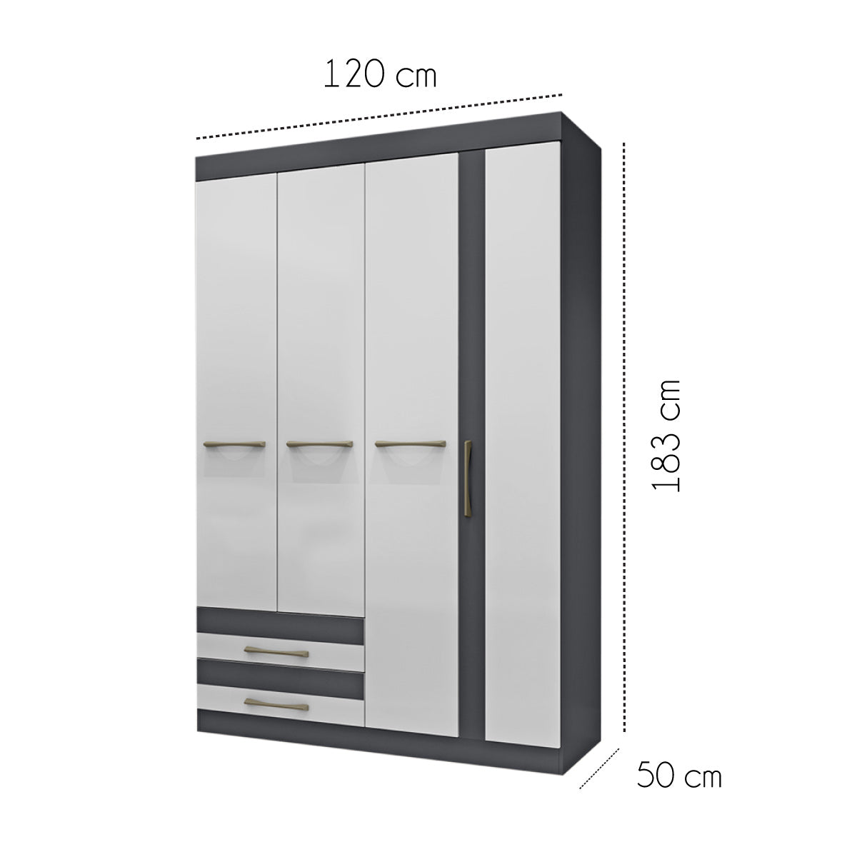 Mueble Armario Closet Ropero Organizador Puertas Gris Blanco