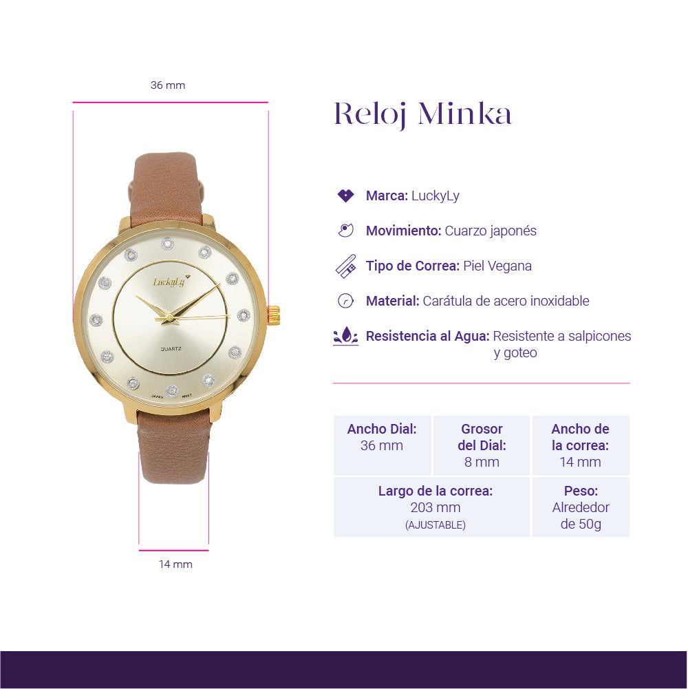 Reloj Minka - Camello con Oro