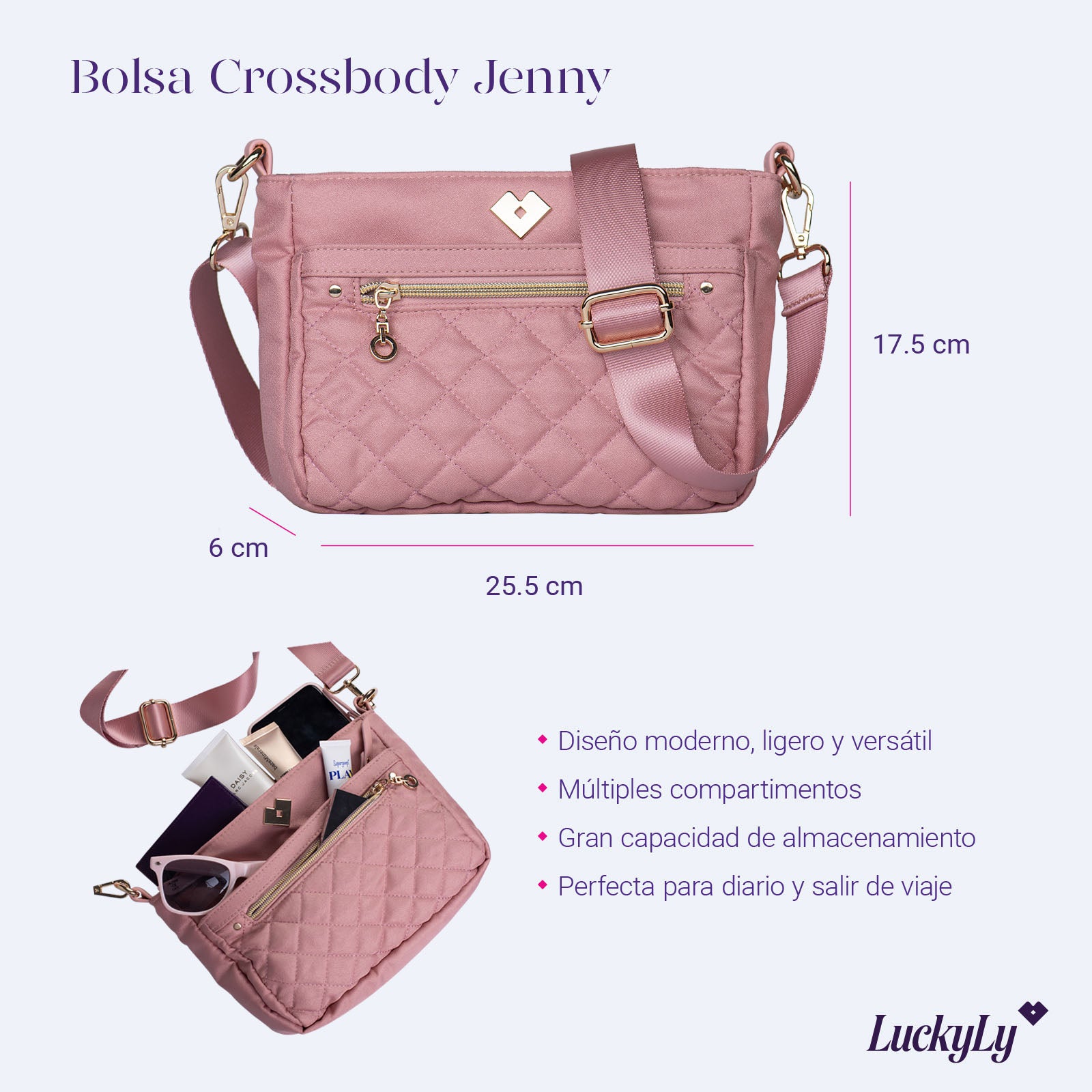 Bolsa Crossbody Jenny - Rosa