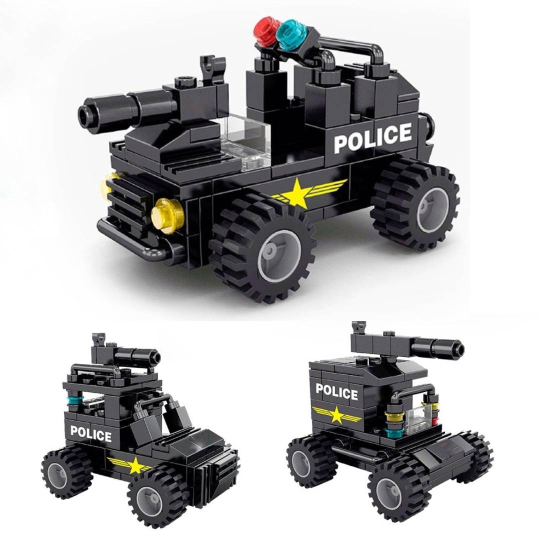 Juego De Bloques Policial Armable 3 En 1 Juguete Tipo Lego