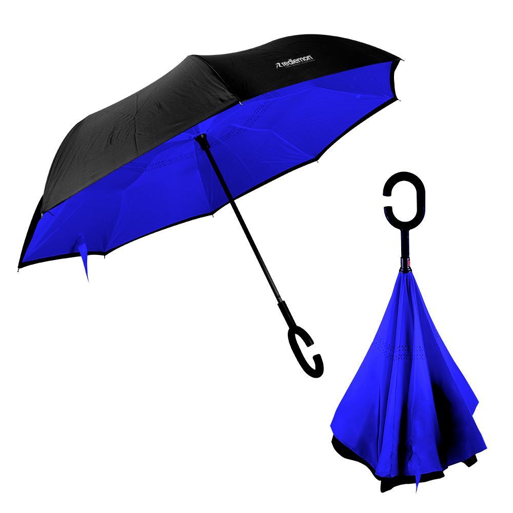 Paraguas Invertido Doble Refuerzo Sombrilla Resistente - Azul