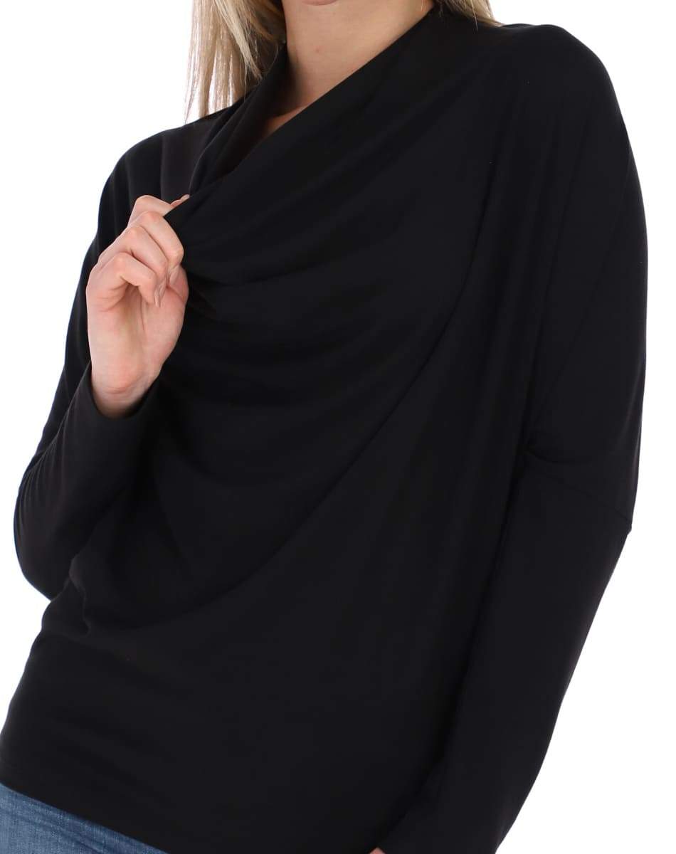 Blusa escote drapeado (color Negro)