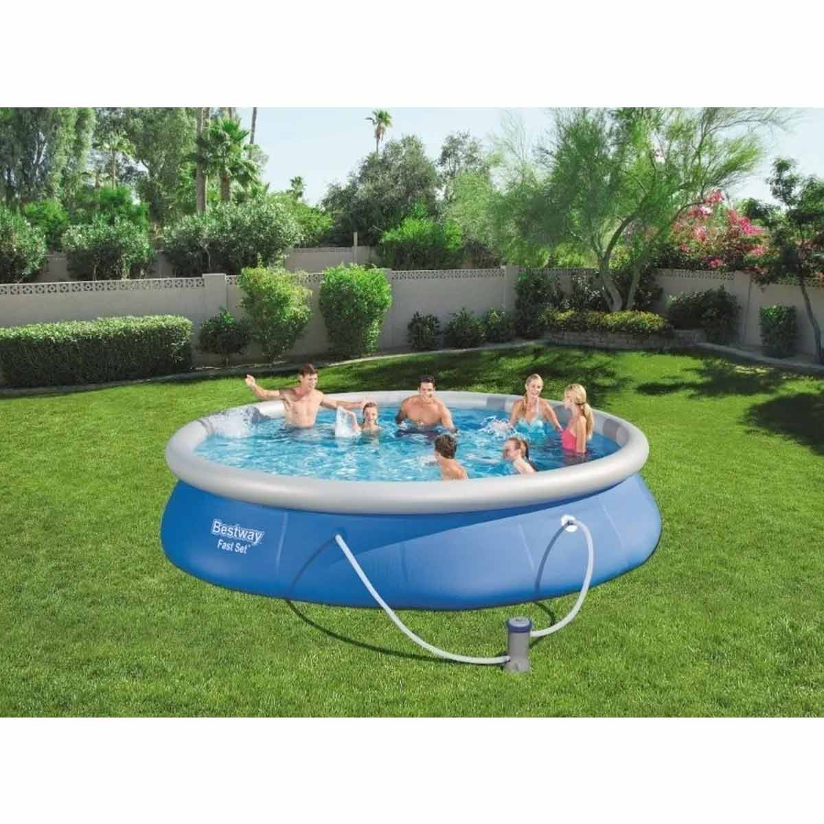 Alberca Inflable Con Bomba Circular Fastset 457 Cm Bestway