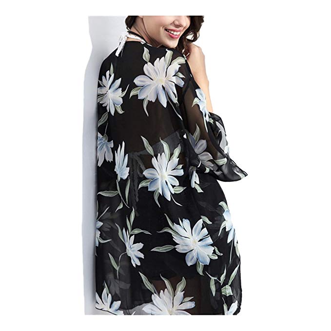 Salida de Playa Cover Up Estampado Negro