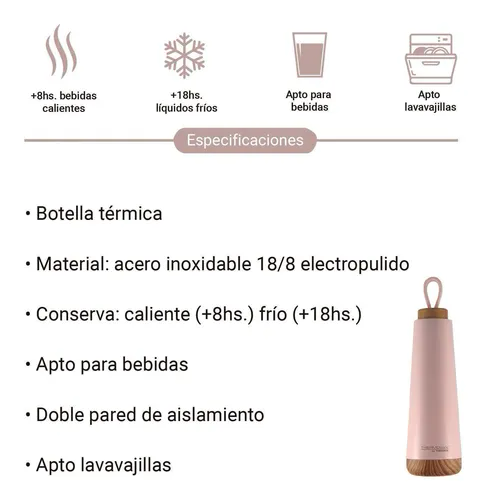 Termo Botella De Acero Inoxidable Calor/Frío Thermos (500ml)