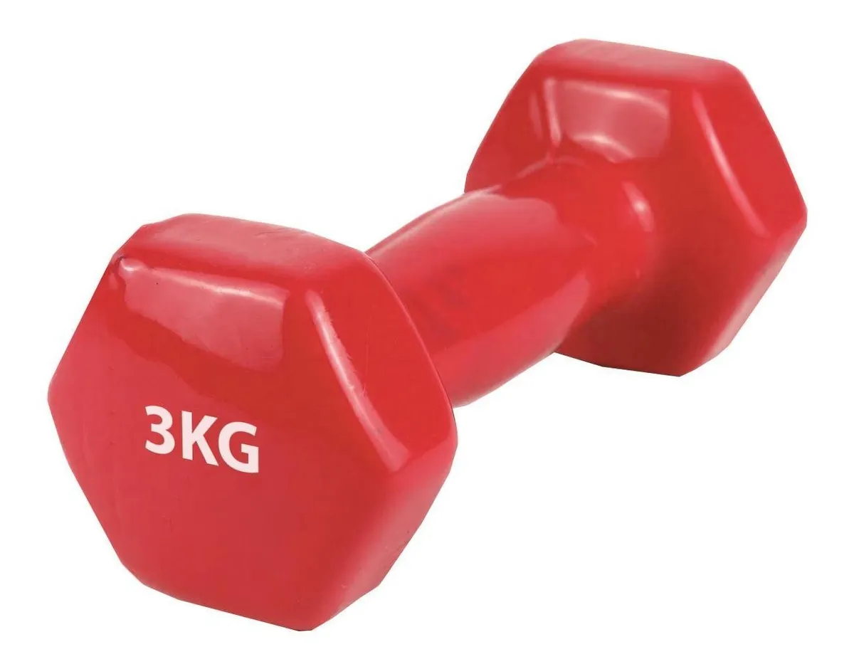 Dumbell, rubber covered 3KG Red